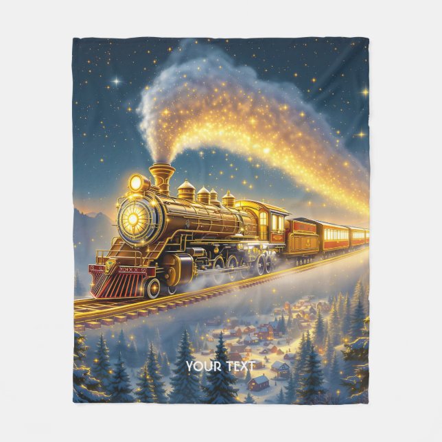 Fantasy Cute Sky Train Village Fleece Blanket (Front)