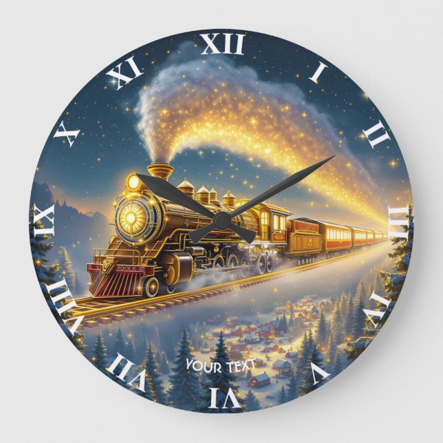 Fantasy Cute Sky Train Village Large Clock (Front)