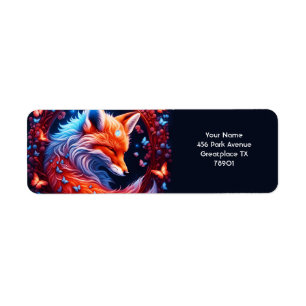 Fantasy Cute Sleeping Fox Butterflies Return Address Label