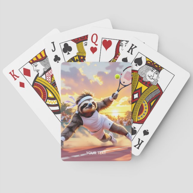 Fantasy Cute Sloth Playing Tennis  Cards (Back)