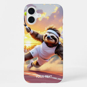 Fantasy Cute Sloth Playing Tennis iPhone 16 Plus Case