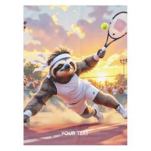 Fantasy Cute Sloth Playing Tennis  Tablecloth