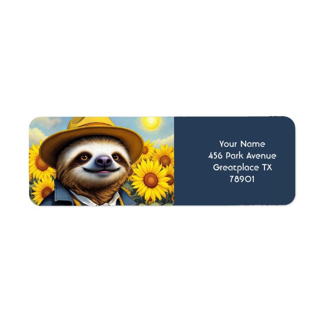 Fantasy Cute Sloth Van Gogh Return Address Label (Front)