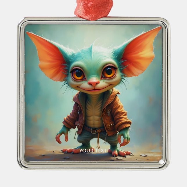 Fantasy Cute  Small Adorable Creature Metal Ornament (Front)