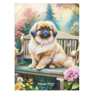 Fantasy Cute Small Dog Flowers Tablecloth