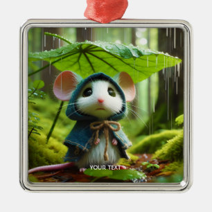 Fantasy Cute Small Mouse Rain Metal Ornament