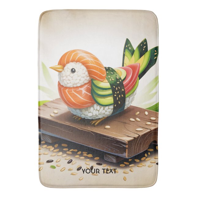 Fantasy Cute Small Sushi Bird Bath Mat (Front Vertical)