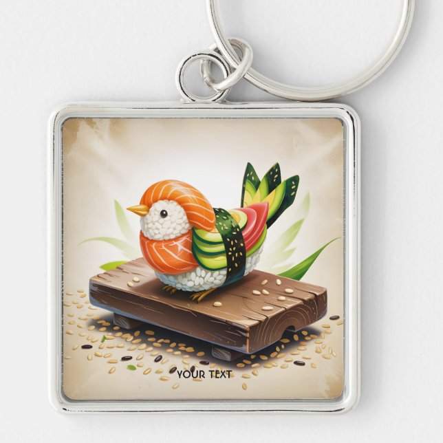 Fantasy Cute Small Sushi Bird Key Ring (Front)