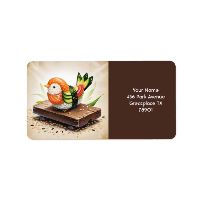 Fantasy Cute Small Sushi Bird Label (Front)