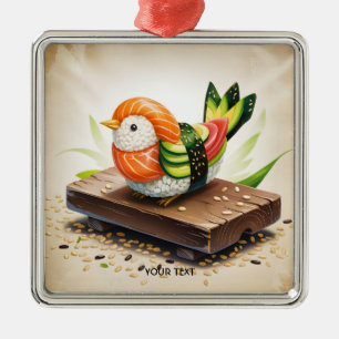 Fantasy Cute Small Sushi Bird Metal Ornament
