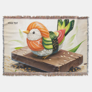 Fantasy Cute Small Sushi Bird Throw Blanket