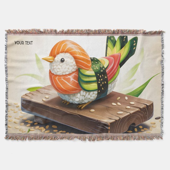 Fantasy Cute Small Sushi Bird Throw Blanket (Front)