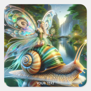 Fantasy Cute Snail Girl River Square Sticker