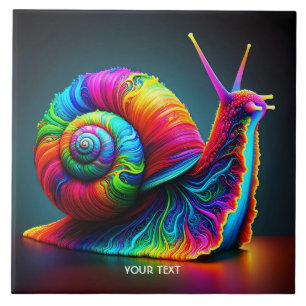 Fantasy Cute Snail Many Colours Ceramic Tile