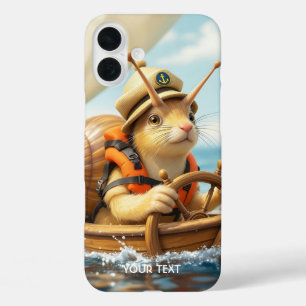 Fantasy Cute Snail Steering Sailboat iPhone 16 Plus Case