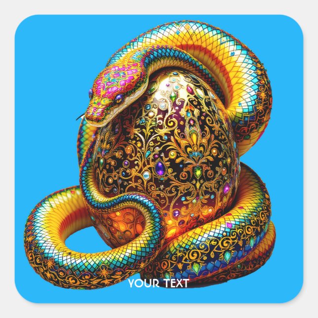 Fantasy Cute Snake Egg Vibrant Square Sticker (Front)