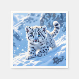 Fantasy Cute Snow Baby Leopard Napkin