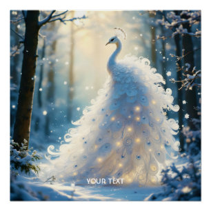 Fantasy Cute  Snow White Peacock Poster