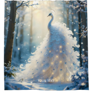 Fantasy Cute  Snow White Peacock Shower Curtain