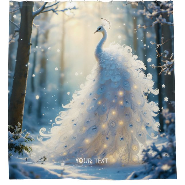 Fantasy Cute  Snow White Peacock Shower Curtain (Front)