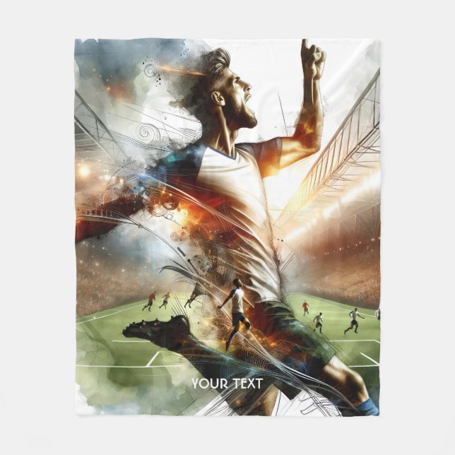Fantasy Cute Soccer Player Stadium Fleece Blanket (Front)