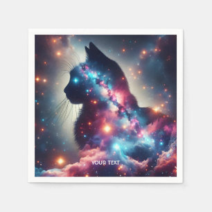 Fantasy Cute Space Cat Stars Napkin