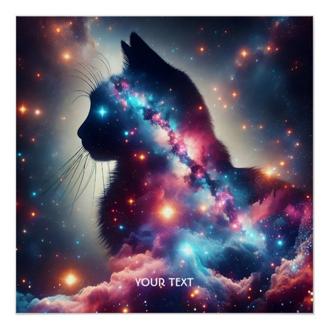 Fantasy Cute Space Cat Stars Poster (Front)