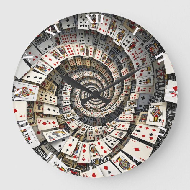 Fantasy Cute  Spiral Cards Staircase  Large Clock (Front)