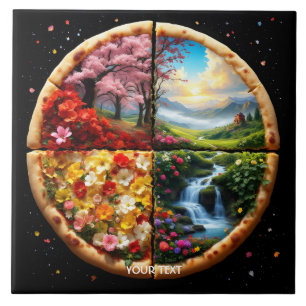 Fantasy Cute Spring Delicate Pizza Ceramic Tile