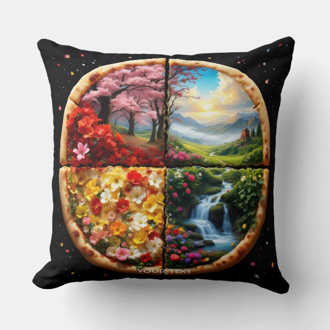 Fantasy Cute Spring Delicate Pizza Cushion (Front)