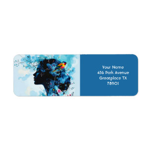 Fantasy Cute Spring Girl Bird Return Address Label