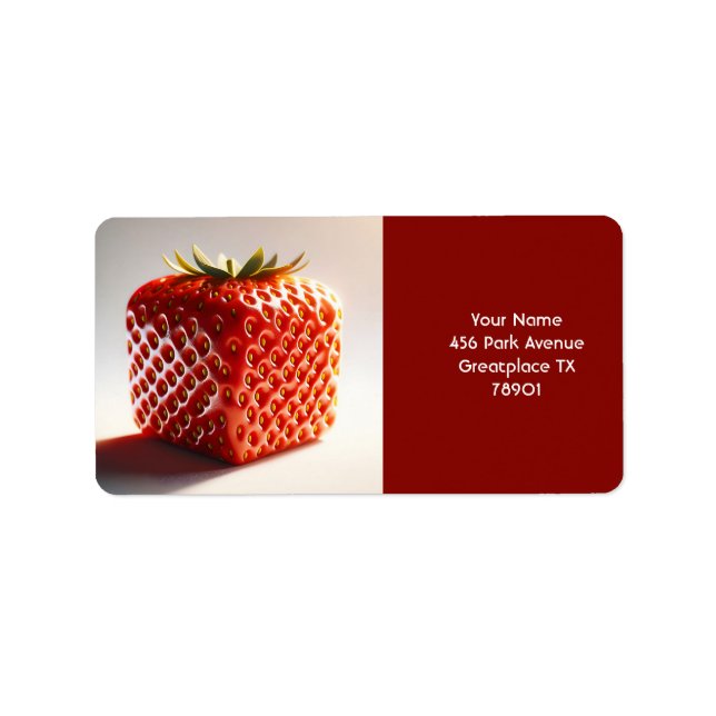 Fantasy Cute Square Red Strawberry Label (Front)