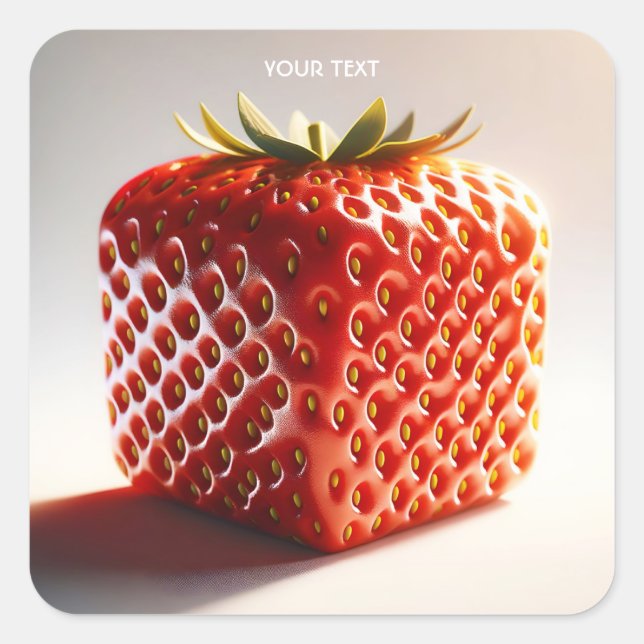 Fantasy Cute Square Red Strawberry Sticker (Front)