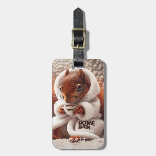 Fantasy Cute Squirrel Coffee Cup  Luggage Tag (Front Vertical)