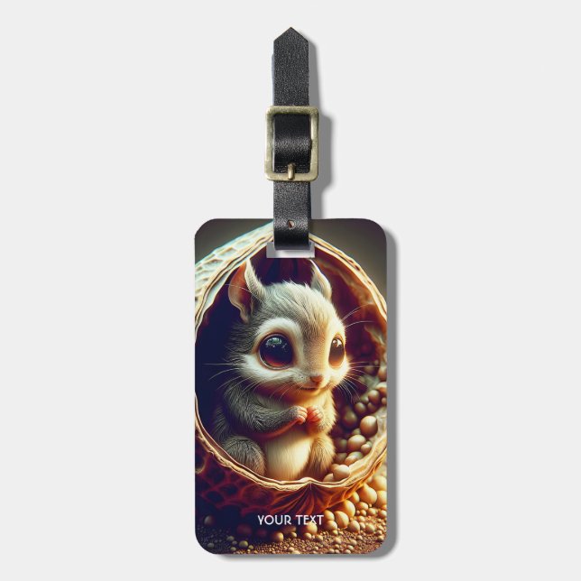 Fantasy Cute  Squirrel Inside Shell Luggage Tag (Front Vertical)