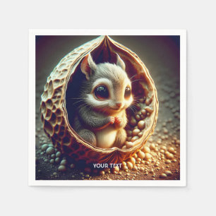 Fantasy Cute Squirrel Inside Shell Napkin