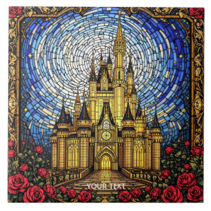 Fantasy Cute Stained Glass Castle Ceramic Tile