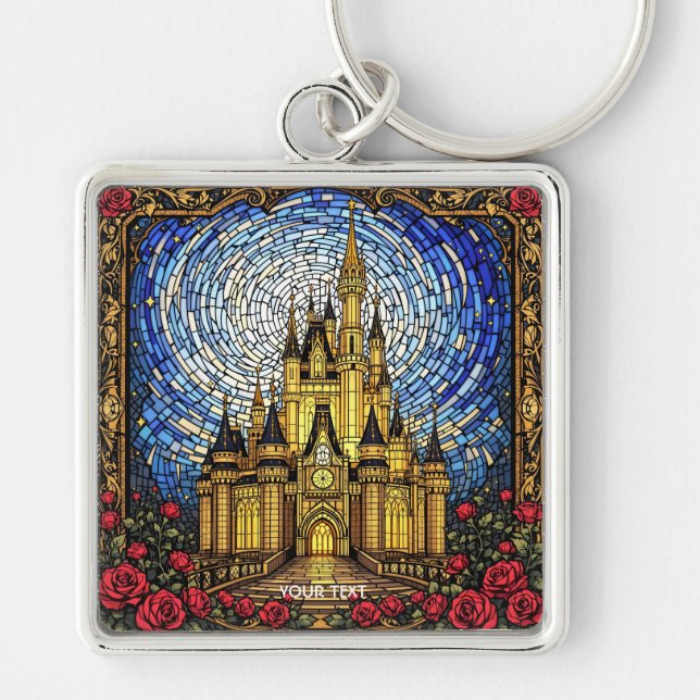 Fantasy Cute Stained Glass Castle Key Ring (Front)