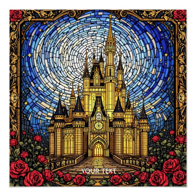 Fantasy Cute Stained Glass Castle Poster (Front)