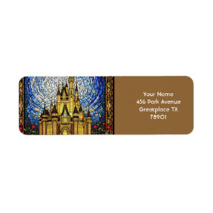 Fantasy Cute Stained Glass Castle Return Address Label