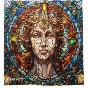 Fantasy Cute Stained Glass Face Shower Curtain