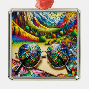Fantasy Cute Stained Glass Sunglasses Metal Ornament