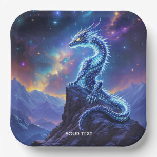 Fantasy Cute Starlight Dragon Skies Paper Plate