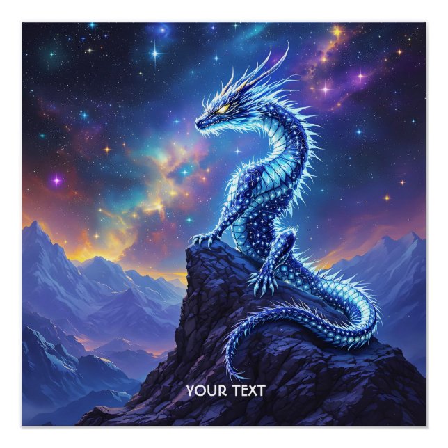 Fantasy Cute Starlight Dragon Skies Poster (Front)