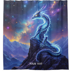 Fantasy Cute Starlight Dragon Skies Shower Curtain
