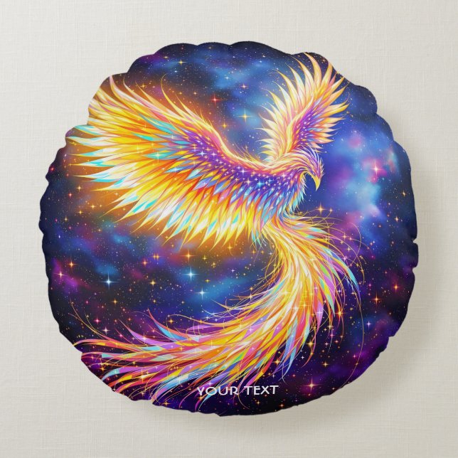 Fantasy Cute Starlight Phoenix Space Round Cushion (Front)