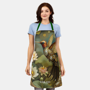 Fantasy Cute Steampunk Bird Clock Apron