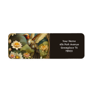 Fantasy Cute Steampunk Bird Clock Return Address Label