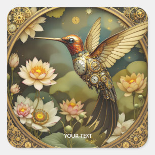 Fantasy Cute Steampunk Bird Clock Square Sticker