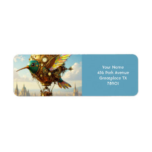 Fantasy Cute  Steampunk Bird Sky Return Address Label